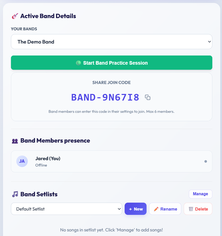 Active Band Details & Members Presence