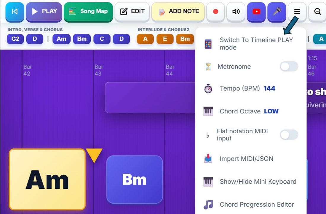 Timeline PLAY mode option
