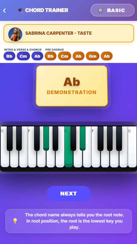 Song Practice Mode Interface