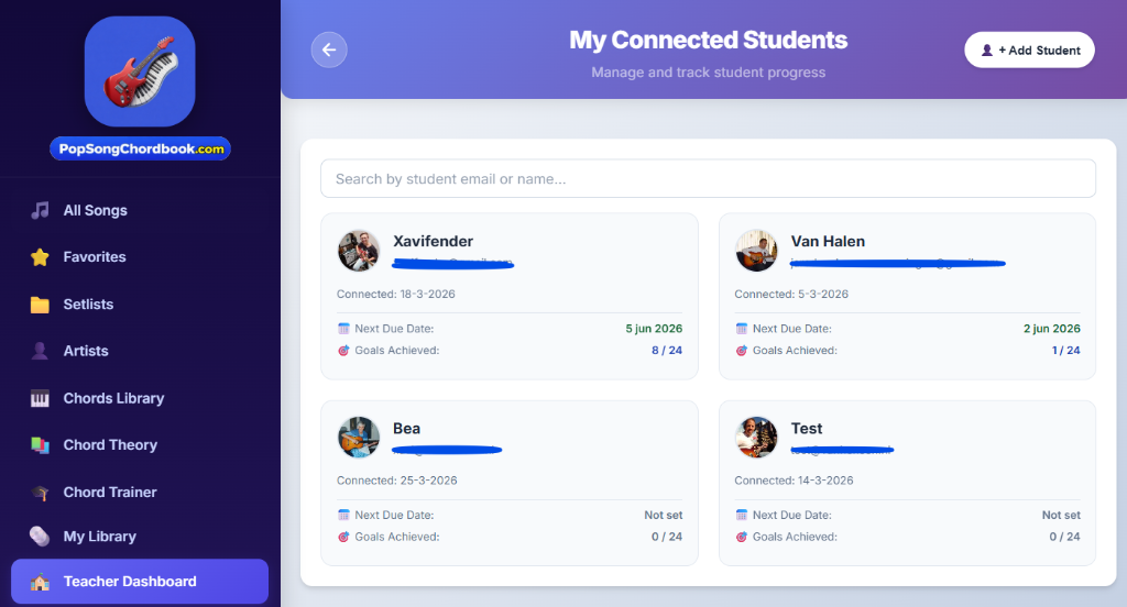 My Connected Students list